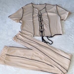 Fashion Nova Tan Two-Piece Set